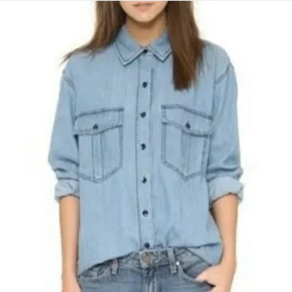 Free People Denim Button Down Shirt
